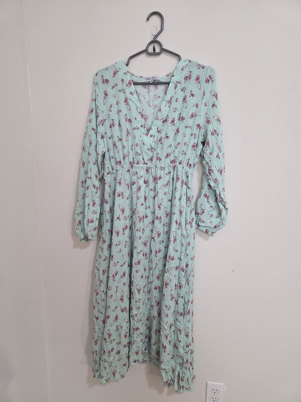 Velvet Torch Mint Floral Long Sleeve Maxi Dress